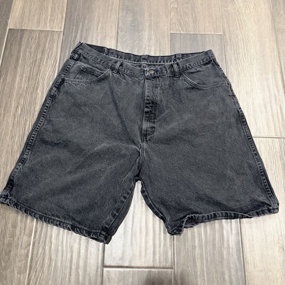 Wrangler Authentics Mens Black Denim Shorts 606W1CB Relaxed Fit Size 40